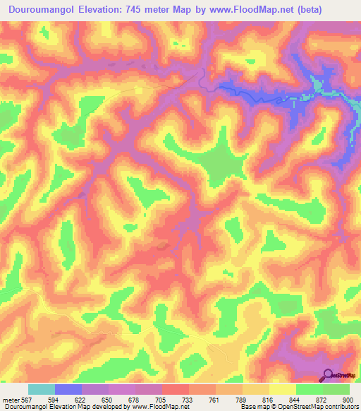 Douroumangol,Guinea Elevation Map