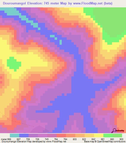 Douroumangol,Guinea Elevation Map