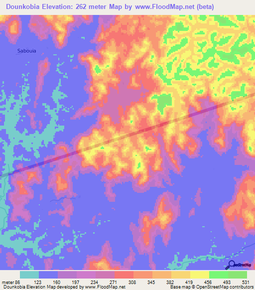 Dounkobia,Guinea Elevation Map