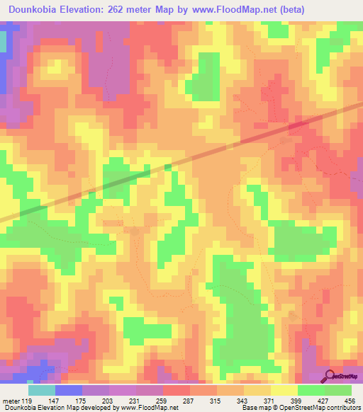 Dounkobia,Guinea Elevation Map