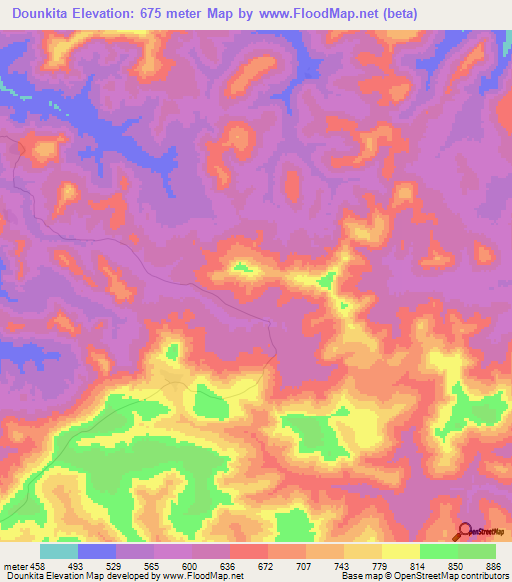 Dounkita,Guinea Elevation Map