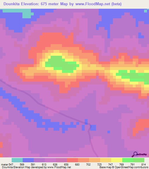 Dounkita,Guinea Elevation Map