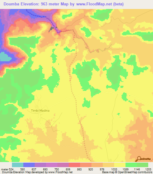 Doumba,Guinea Elevation Map