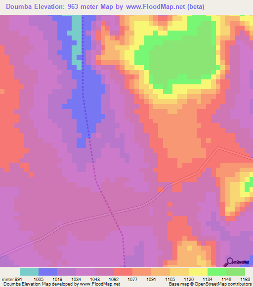 Doumba,Guinea Elevation Map