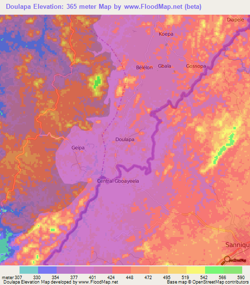 Doulapa,Guinea Elevation Map