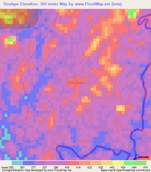 Doulapa,Guinea Elevation Map