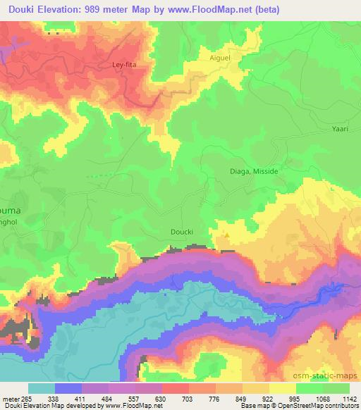 Douki,Guinea Elevation Map