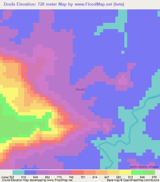 Doufa,Guinea Elevation Map