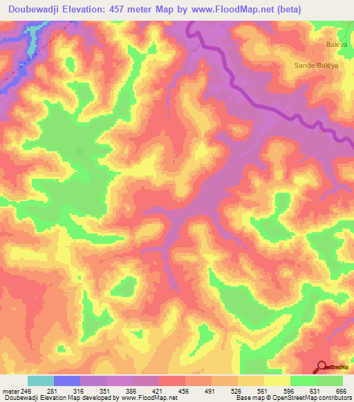 Doubewadji,Guinea Elevation Map