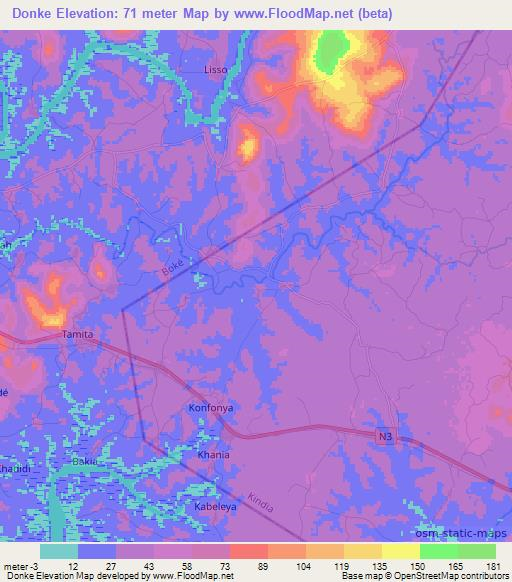 Donke,Guinea Elevation Map