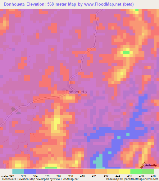 Donhoueta,Guinea Elevation Map