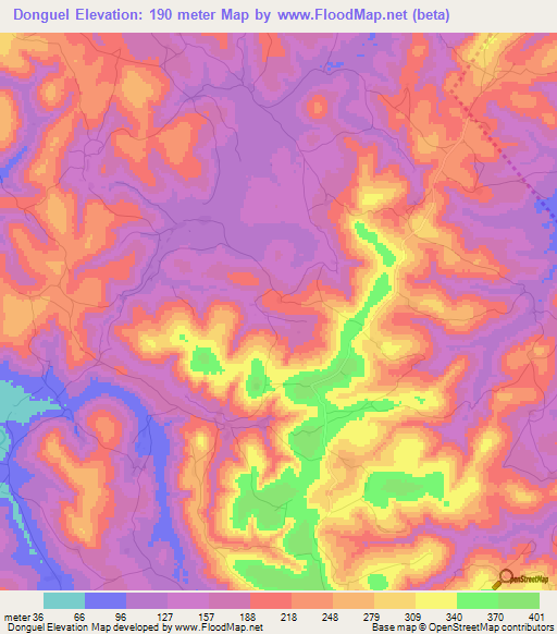 Donguel,Guinea Elevation Map