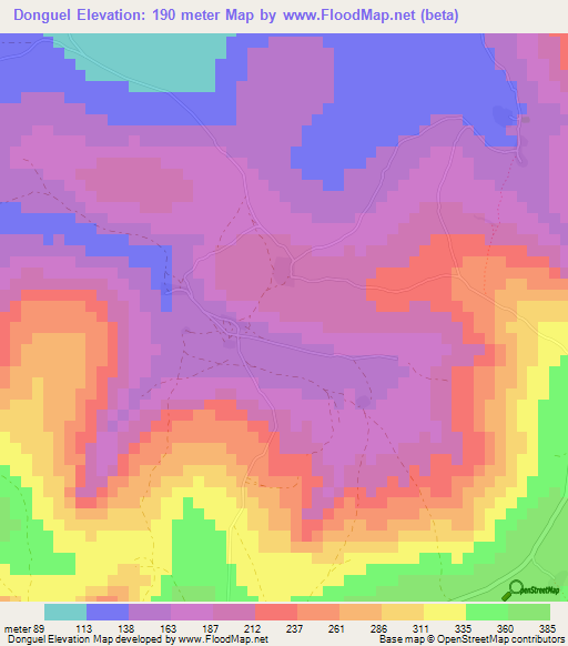 Donguel,Guinea Elevation Map