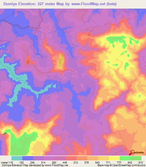 Domiya,Guinea Elevation Map