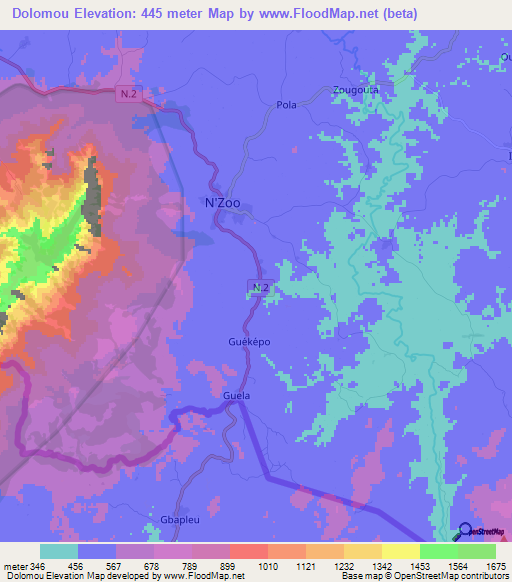 Dolomou,Guinea Elevation Map