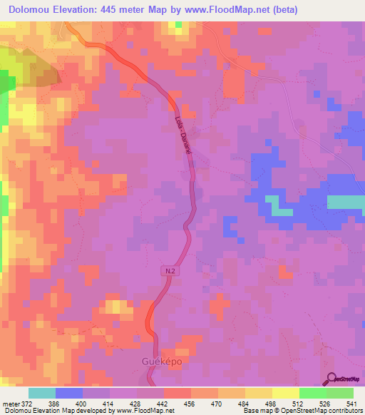 Dolomou,Guinea Elevation Map