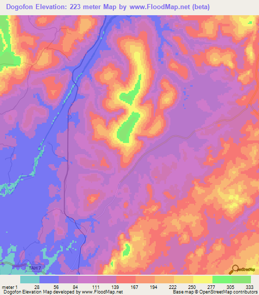 Dogofon,Guinea Elevation Map