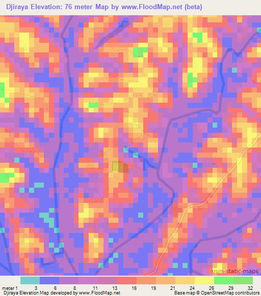 Djiraya,Guinea Elevation Map