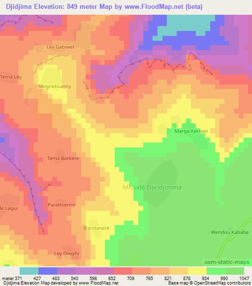 Djidjima,Guinea Elevation Map