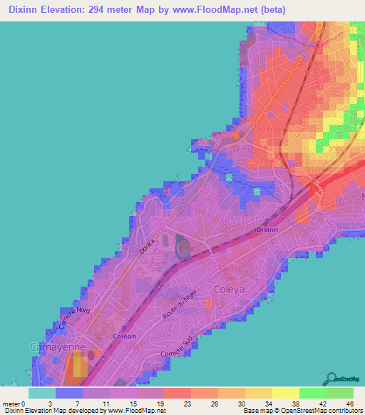 Dixinn,Guinea Elevation Map