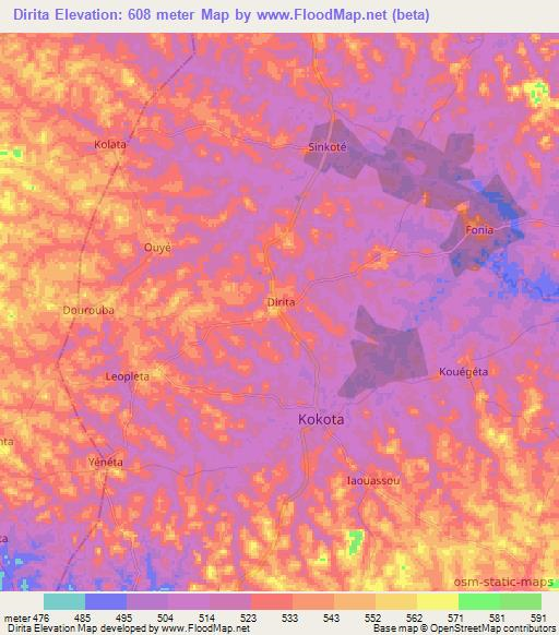 Dirita,Guinea Elevation Map