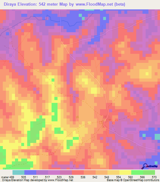 Diraya,Guinea Elevation Map