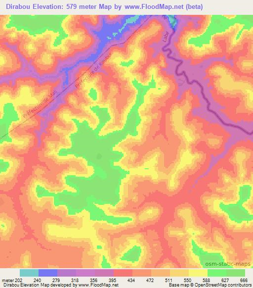 Dirabou,Guinea Elevation Map