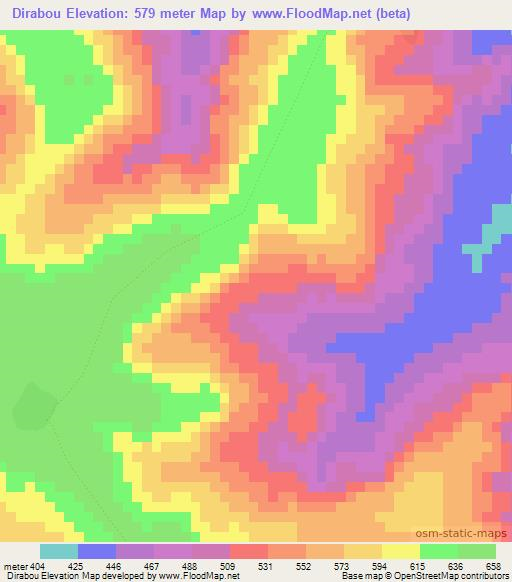 Dirabou,Guinea Elevation Map