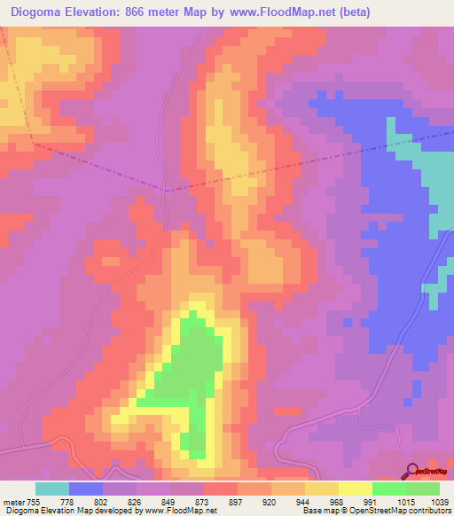 Diogoma,Guinea Elevation Map