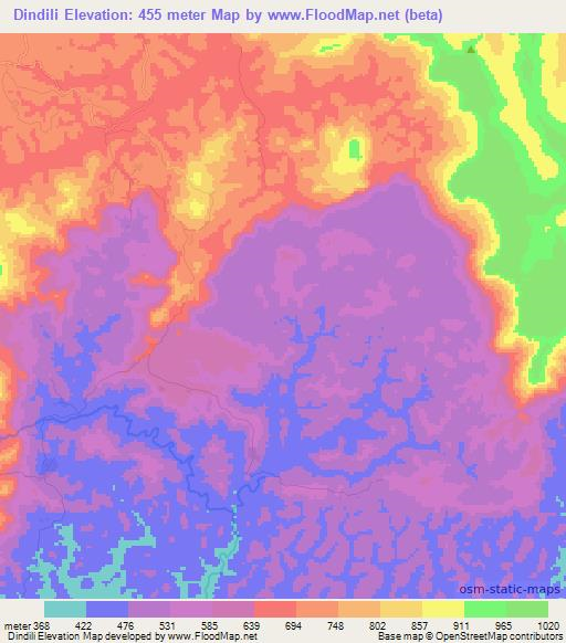 Dindili,Guinea Elevation Map