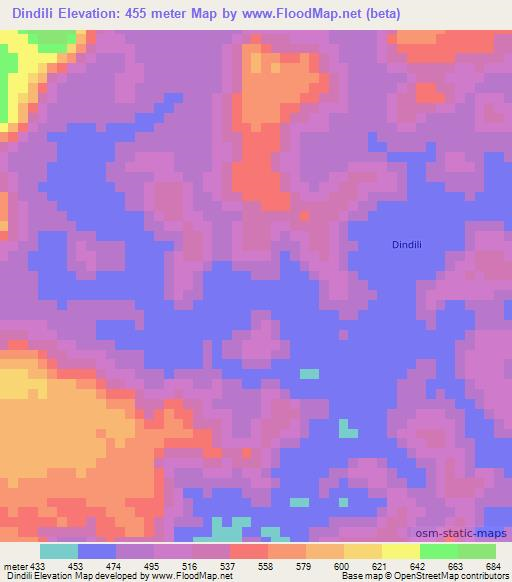 Dindili,Guinea Elevation Map