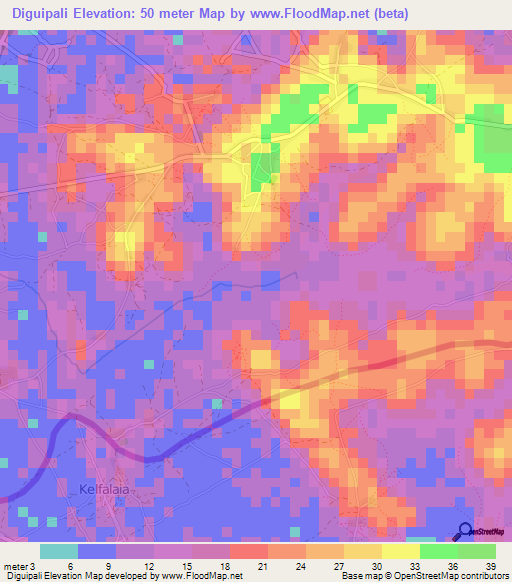 Diguipali,Guinea Elevation Map