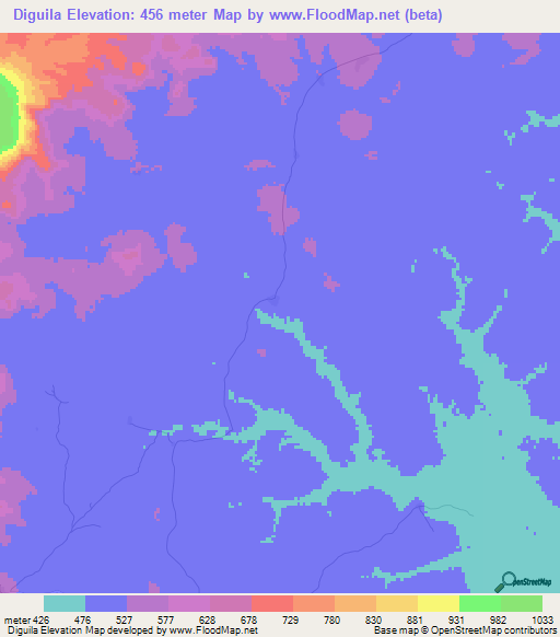 Diguila,Guinea Elevation Map