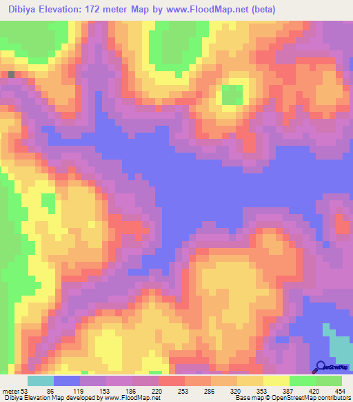 Dibiya,Guinea Elevation Map