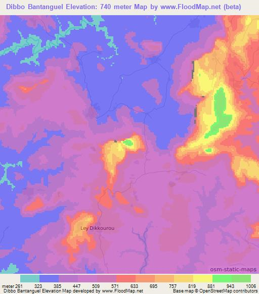 Dibbo Bantanguel,Guinea Elevation Map