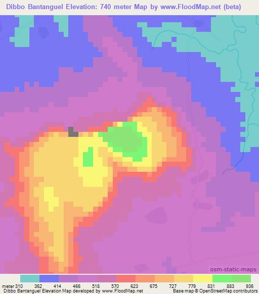 Dibbo Bantanguel,Guinea Elevation Map