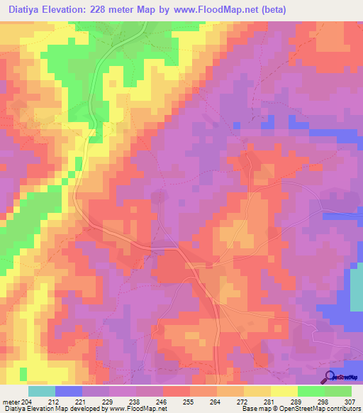 Diatiya,Guinea Elevation Map