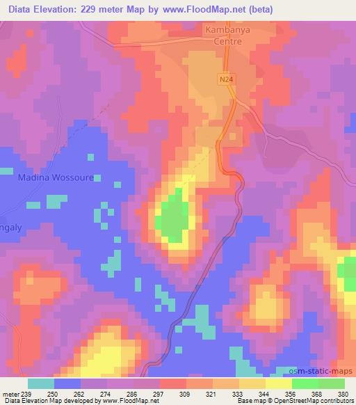 Diata,Guinea Elevation Map