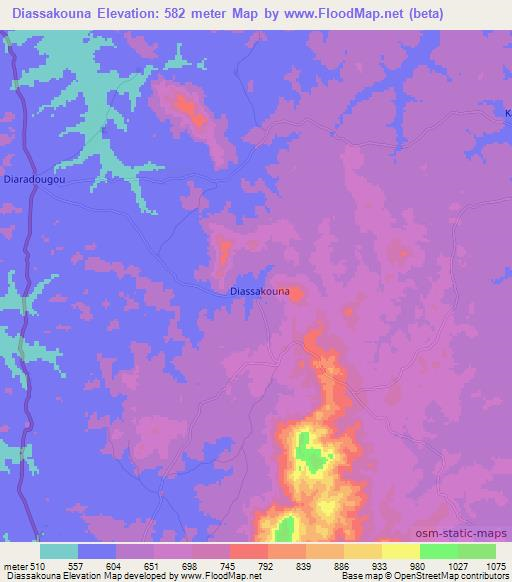 Diassakouna,Guinea Elevation Map