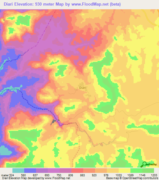 Diari,Guinea Elevation Map