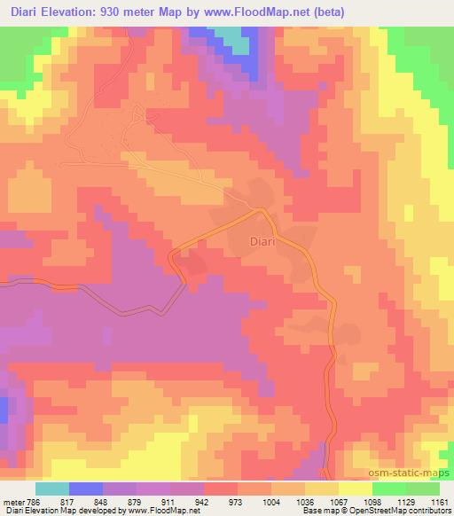 Diari,Guinea Elevation Map