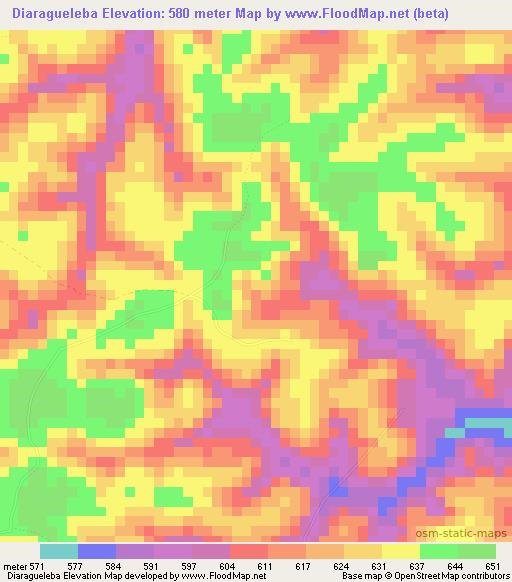 Diaragueleba,Guinea Elevation Map