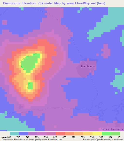 Diambouria,Guinea Elevation Map