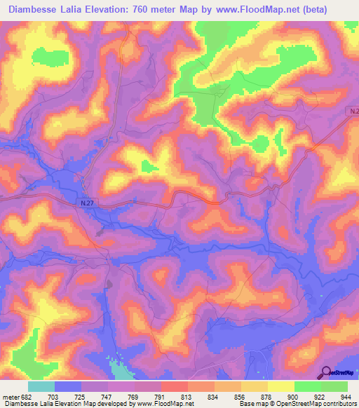 Diambesse Lalia,Guinea Elevation Map