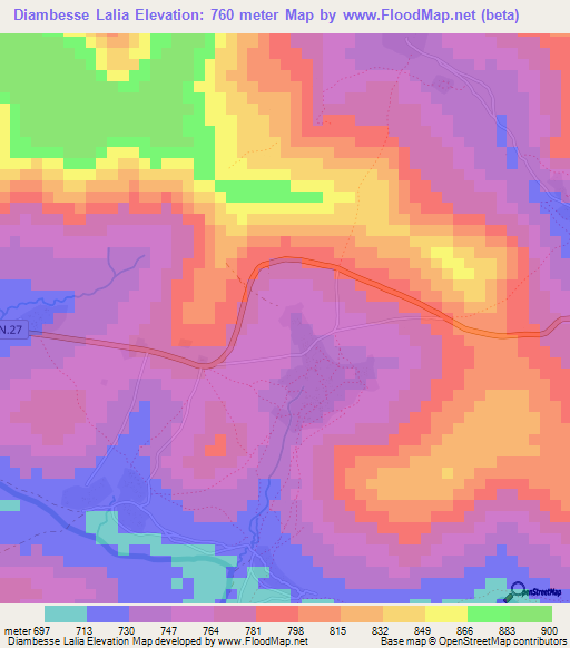 Diambesse Lalia,Guinea Elevation Map