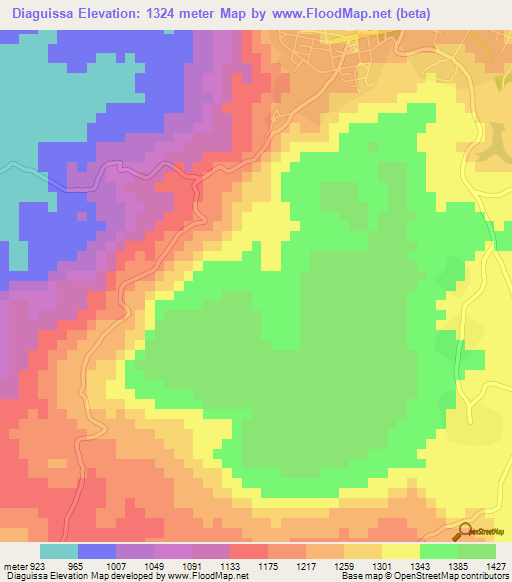 Diaguissa,Guinea Elevation Map