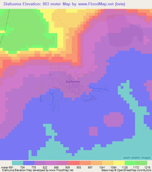 Diafouma,Guinea Elevation Map