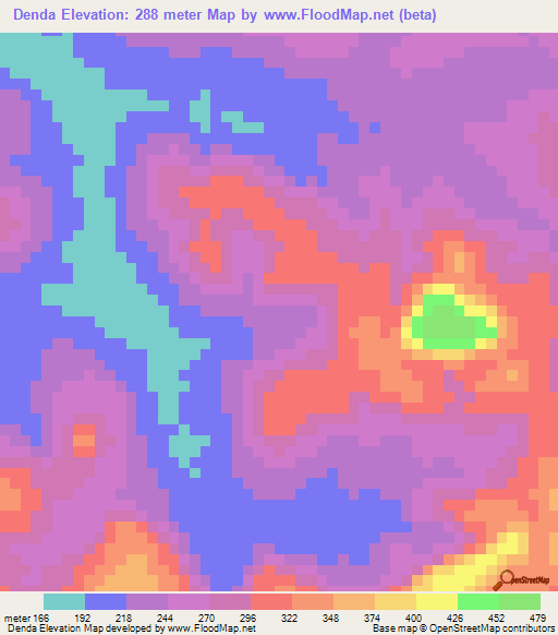 Denda,Guinea Elevation Map