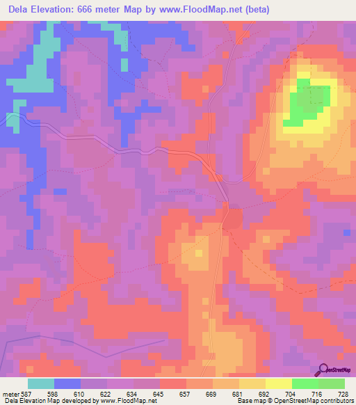 Dela,Guinea Elevation Map