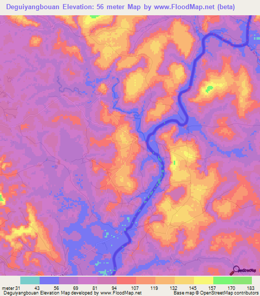 Deguiyangbouan,Guinea Elevation Map